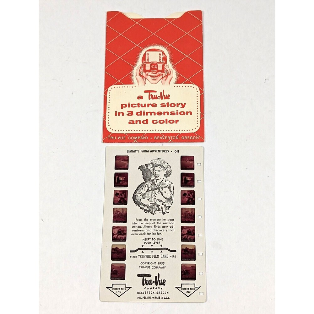 Vintage Tru Vue Tru-Vue Film Card Jimmys Farm Adventures Farming Americana‎ C-8